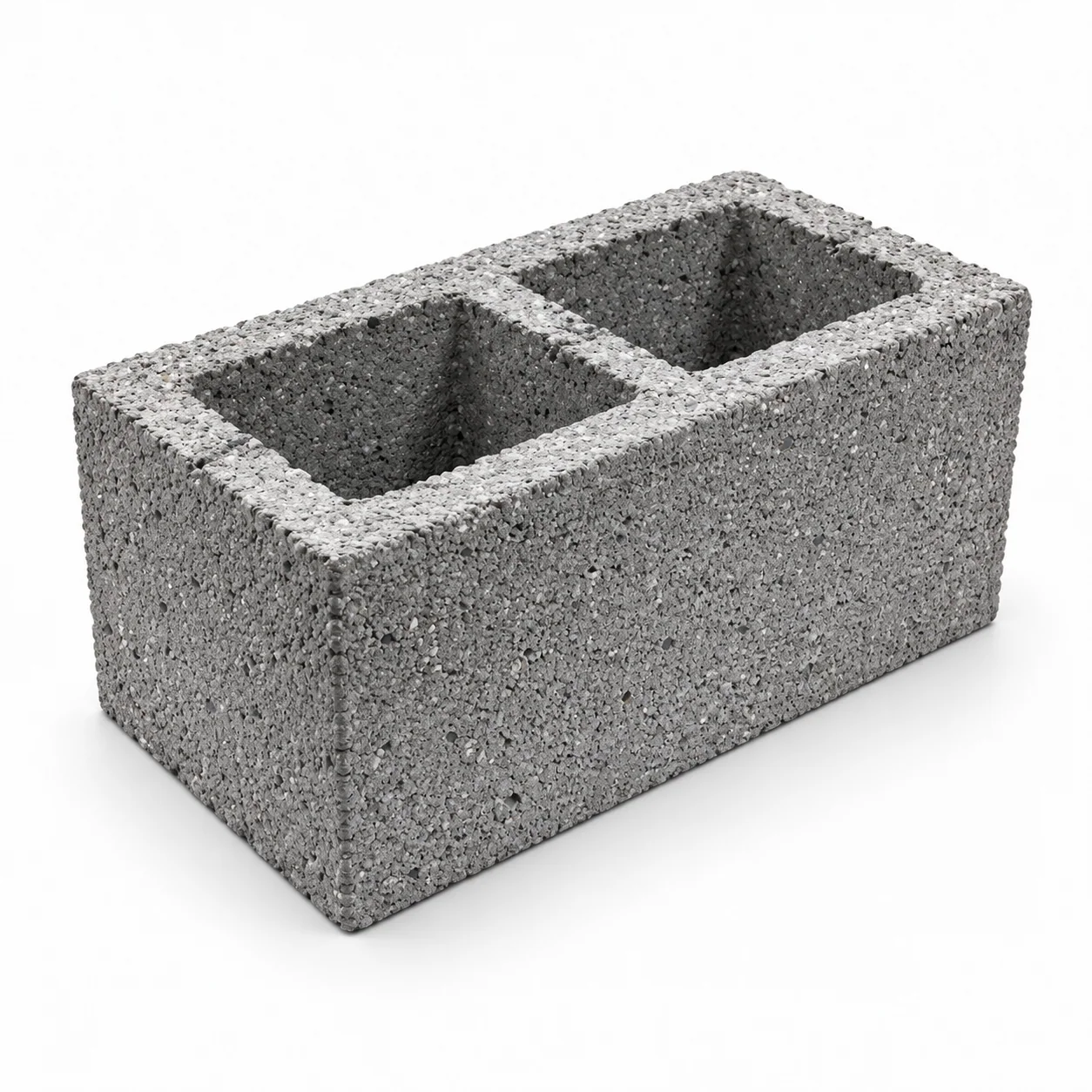 Cavity concrete block with two cores