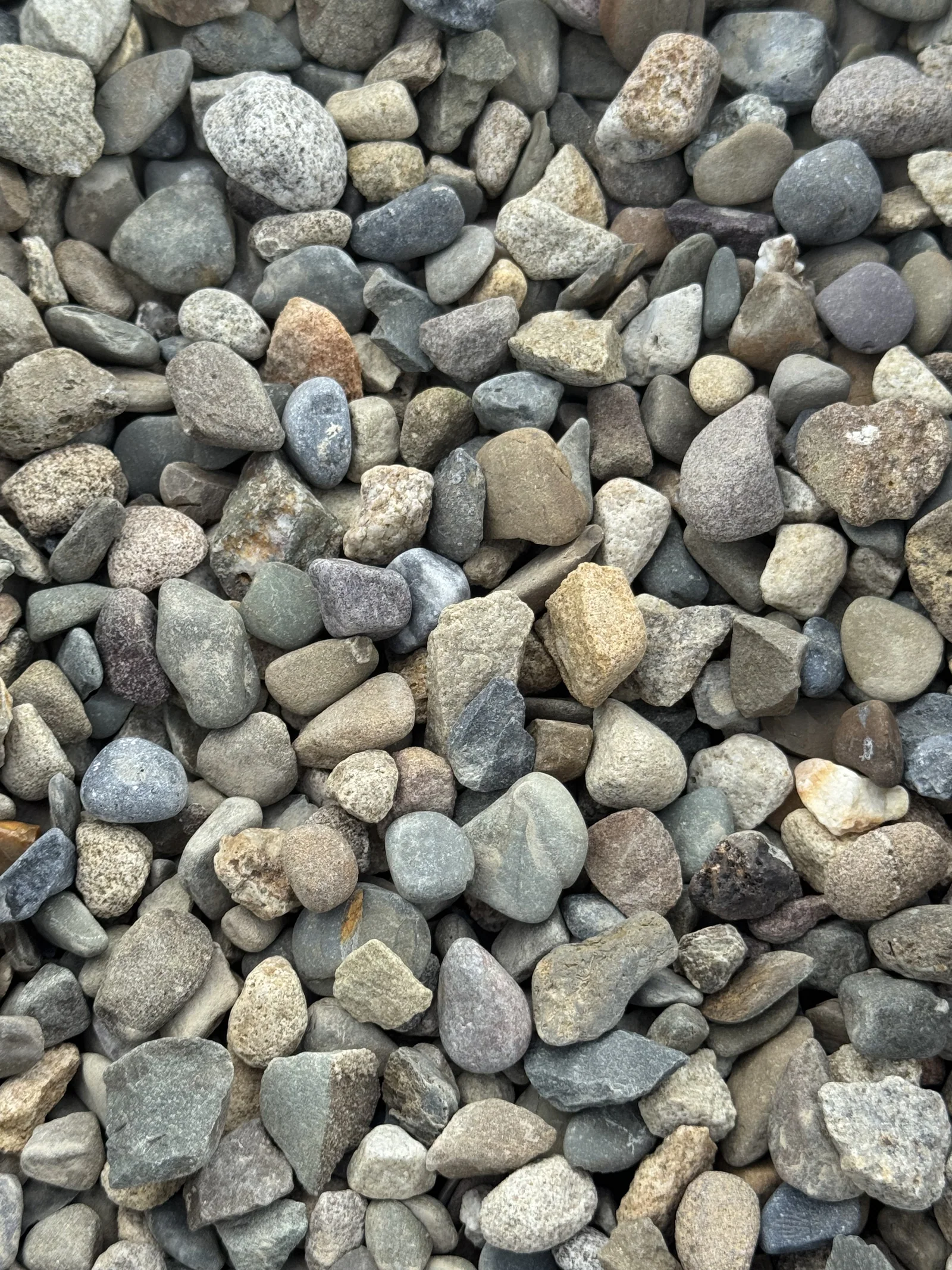 20 mil chip, mixed grey and brown crushed stone