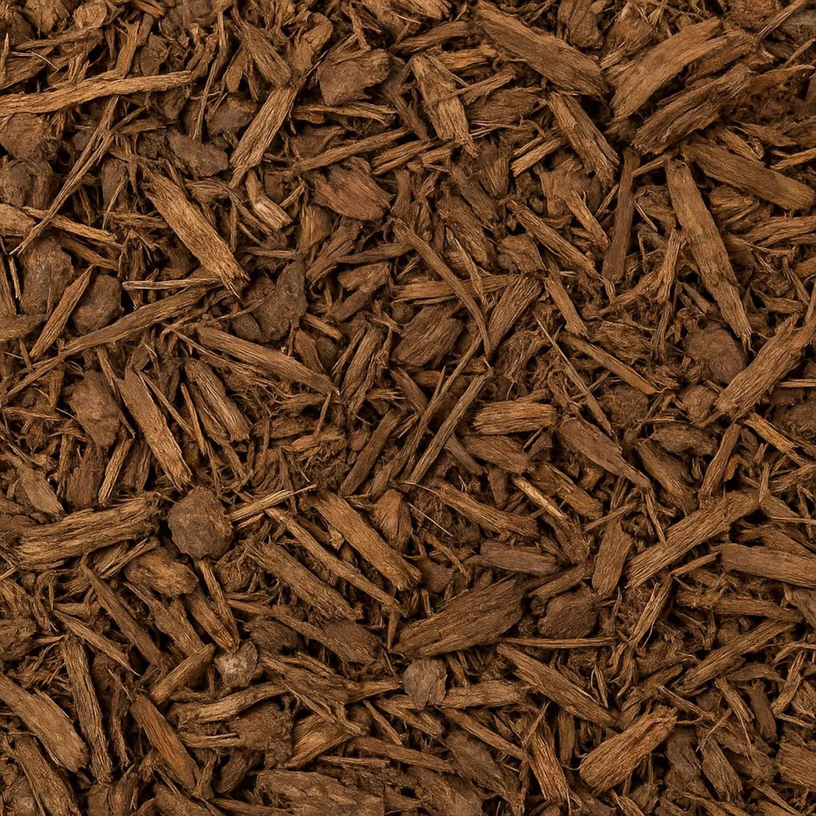 Bark mulch, shredded brown bark for beds and borders