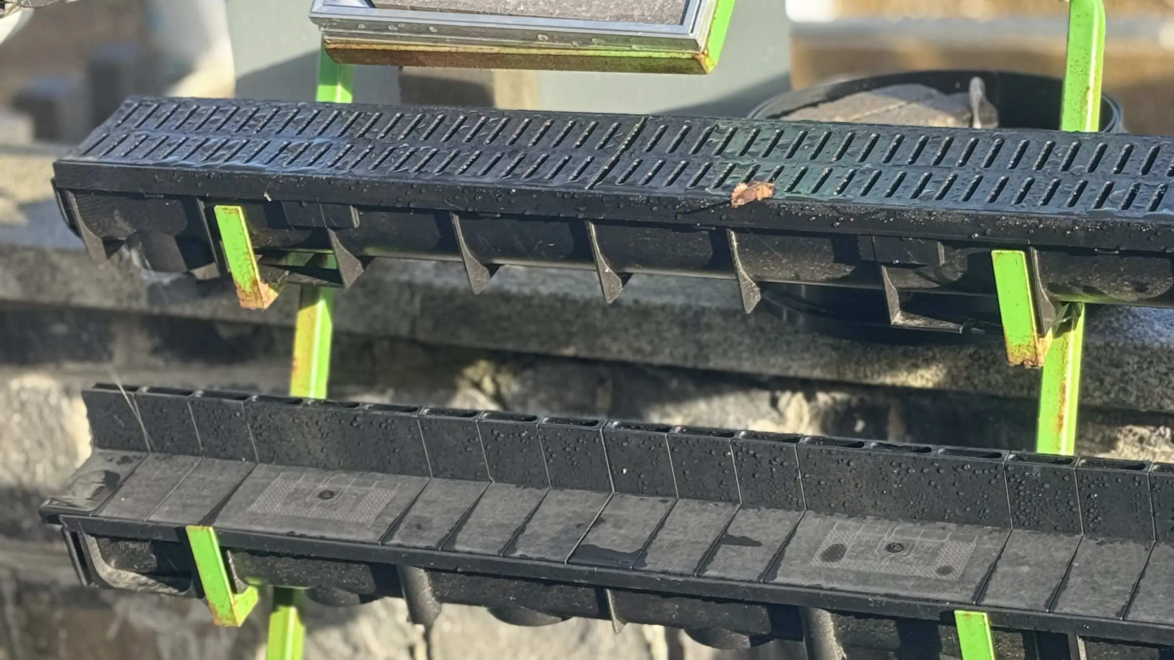 Modular aqua drain channels ready for installation