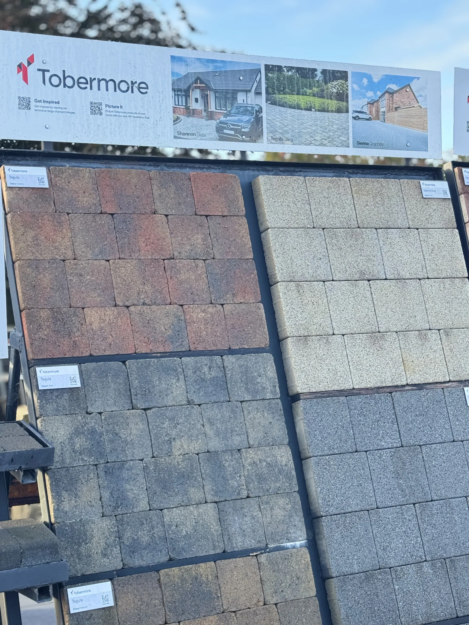 Brick paving display board showing two block-paving colour options