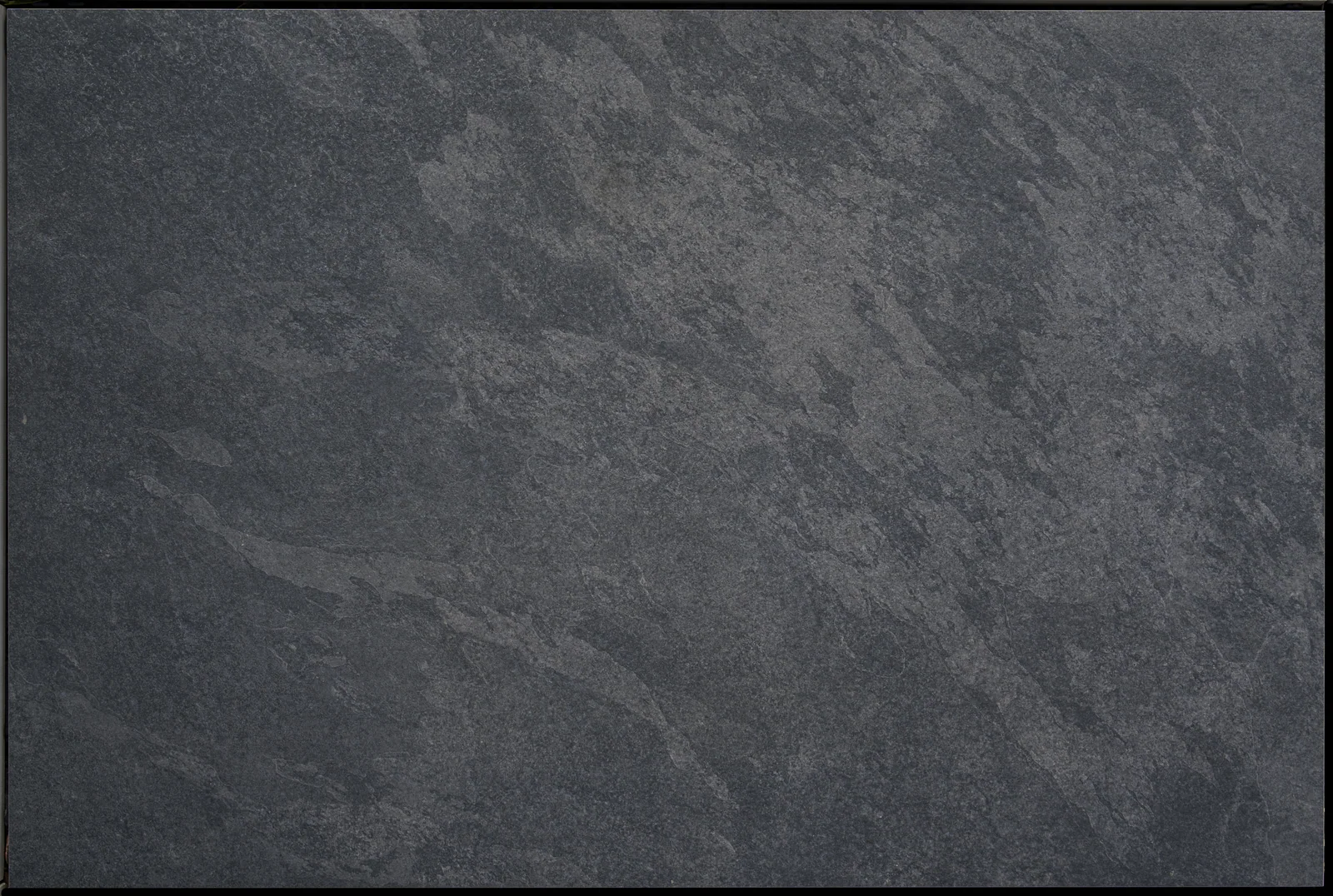 Atlas Back outdoor porcelain tile, dark charcoal slate effect with subtle veining