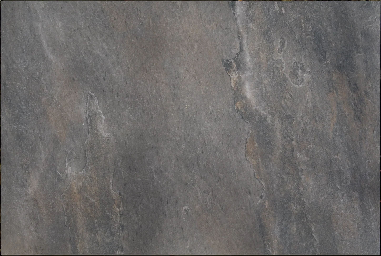 Outdoor porcelain tile, dark grey slate effect — product name to be confirmed