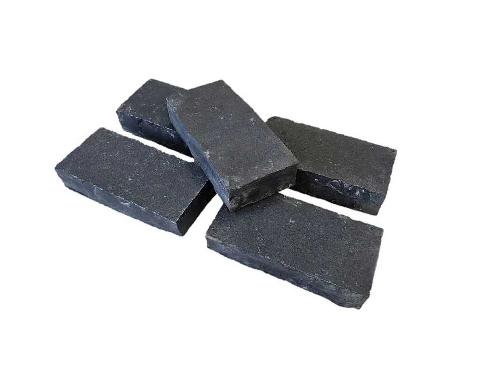 Black Limestone setts, dark charcoal rectangular stone blocks