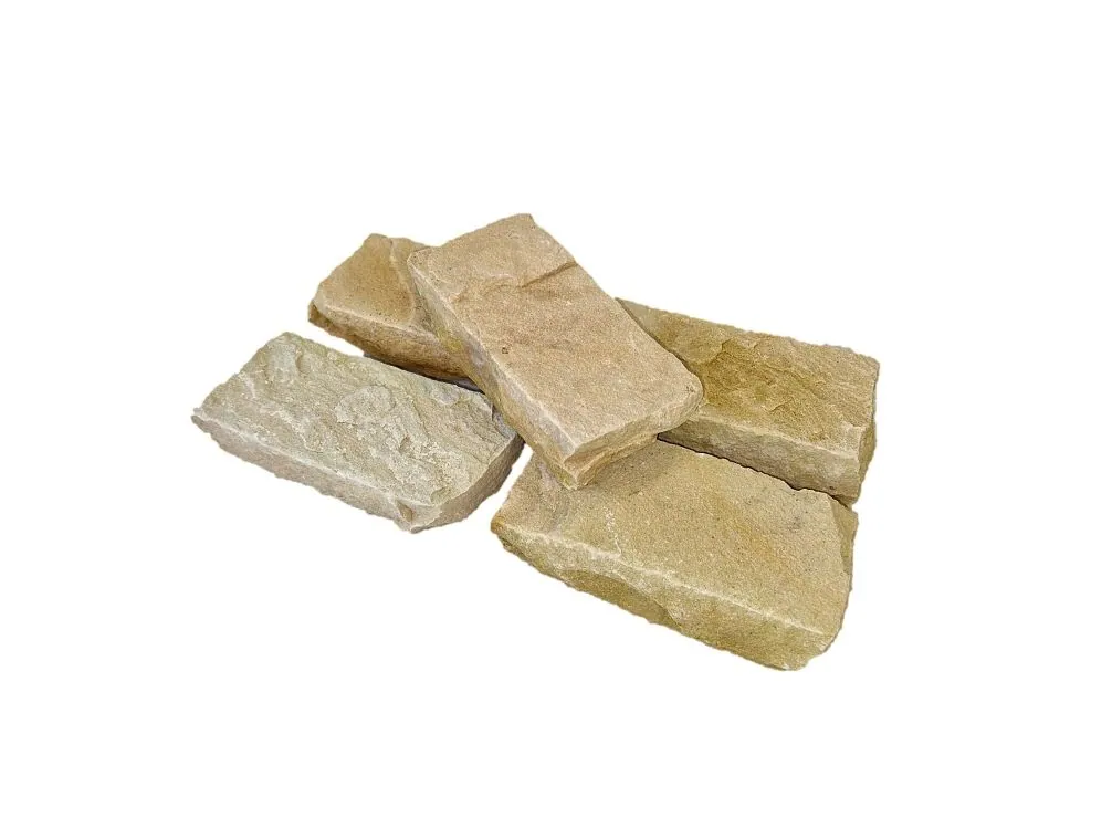 Mint Sandstone setts, warm buff-tan rectangular stone blocks